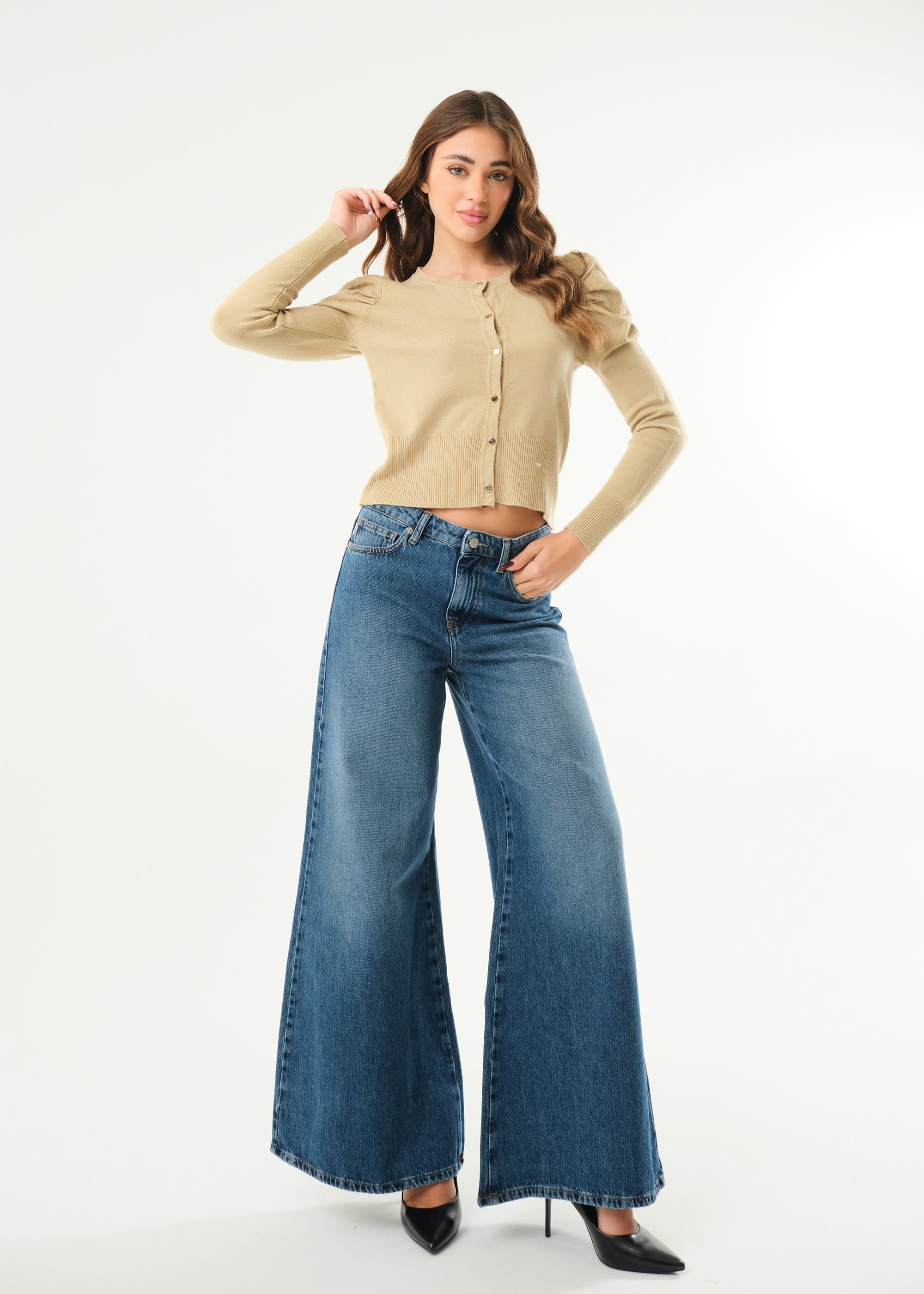 Cardigan con maniche a sbuffo