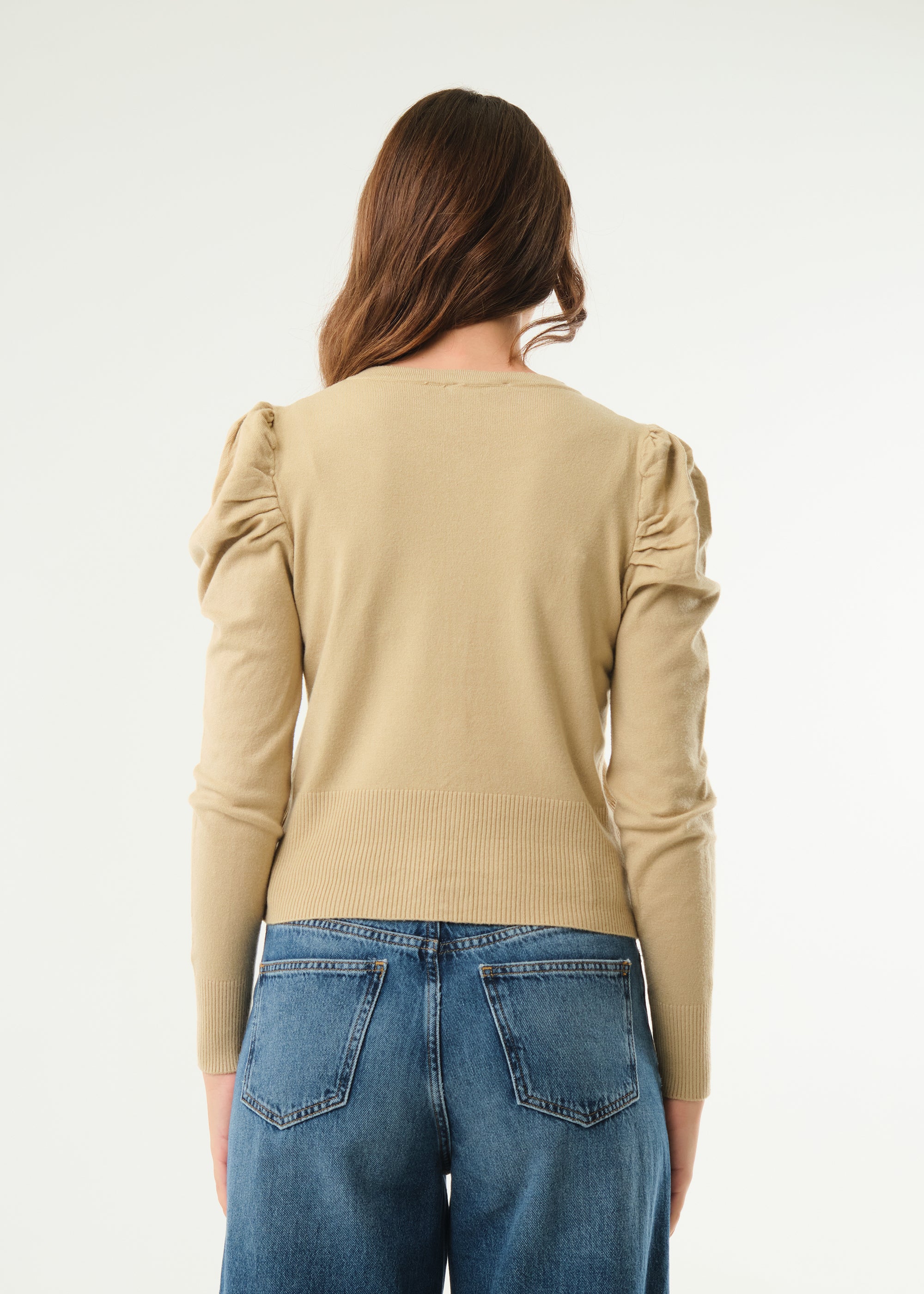 Cardigan con maniche a sbuffo