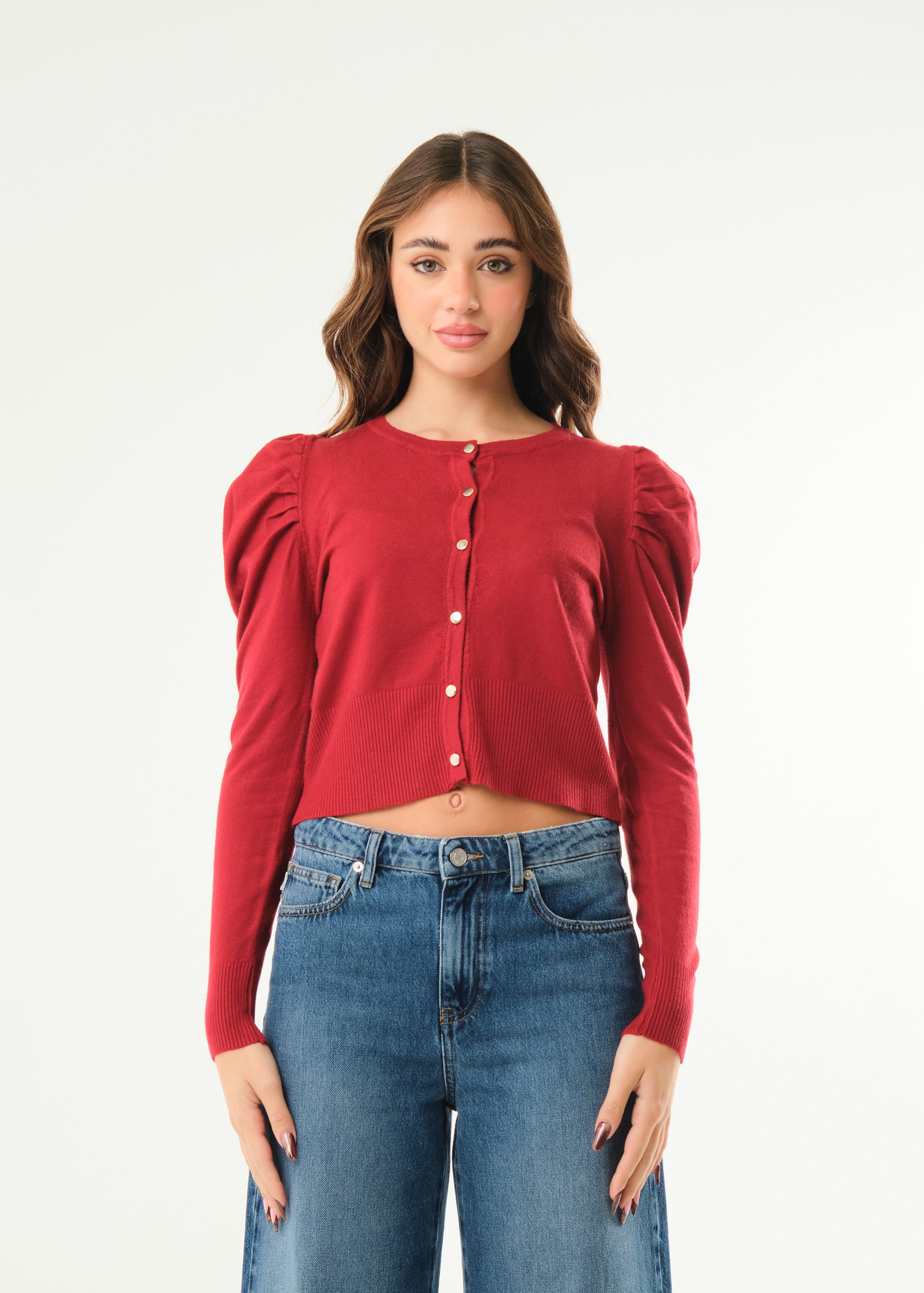 Cardigan con maniche a sbuffo