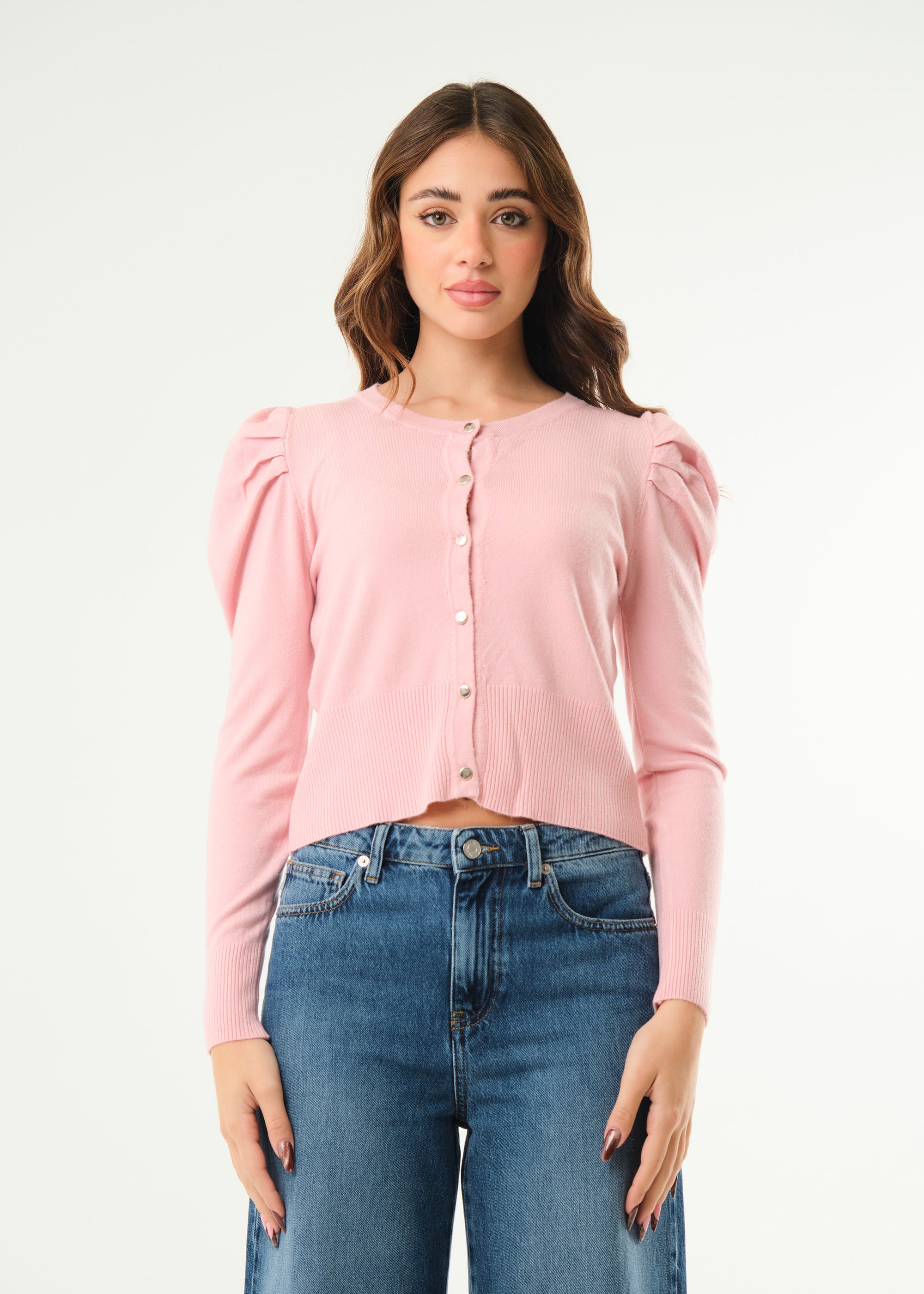 Cardigan con maniche a sbuffo