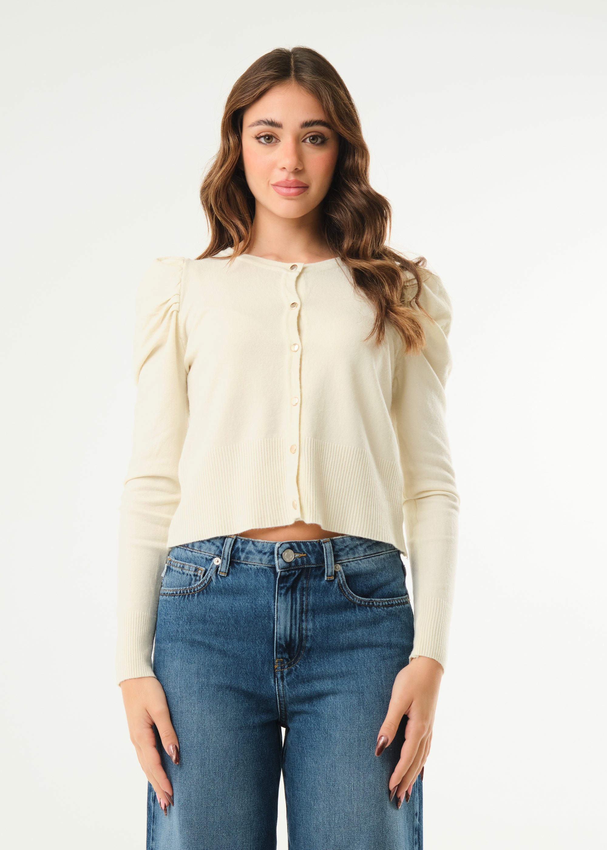 Cardigan con maniche a sbuffo