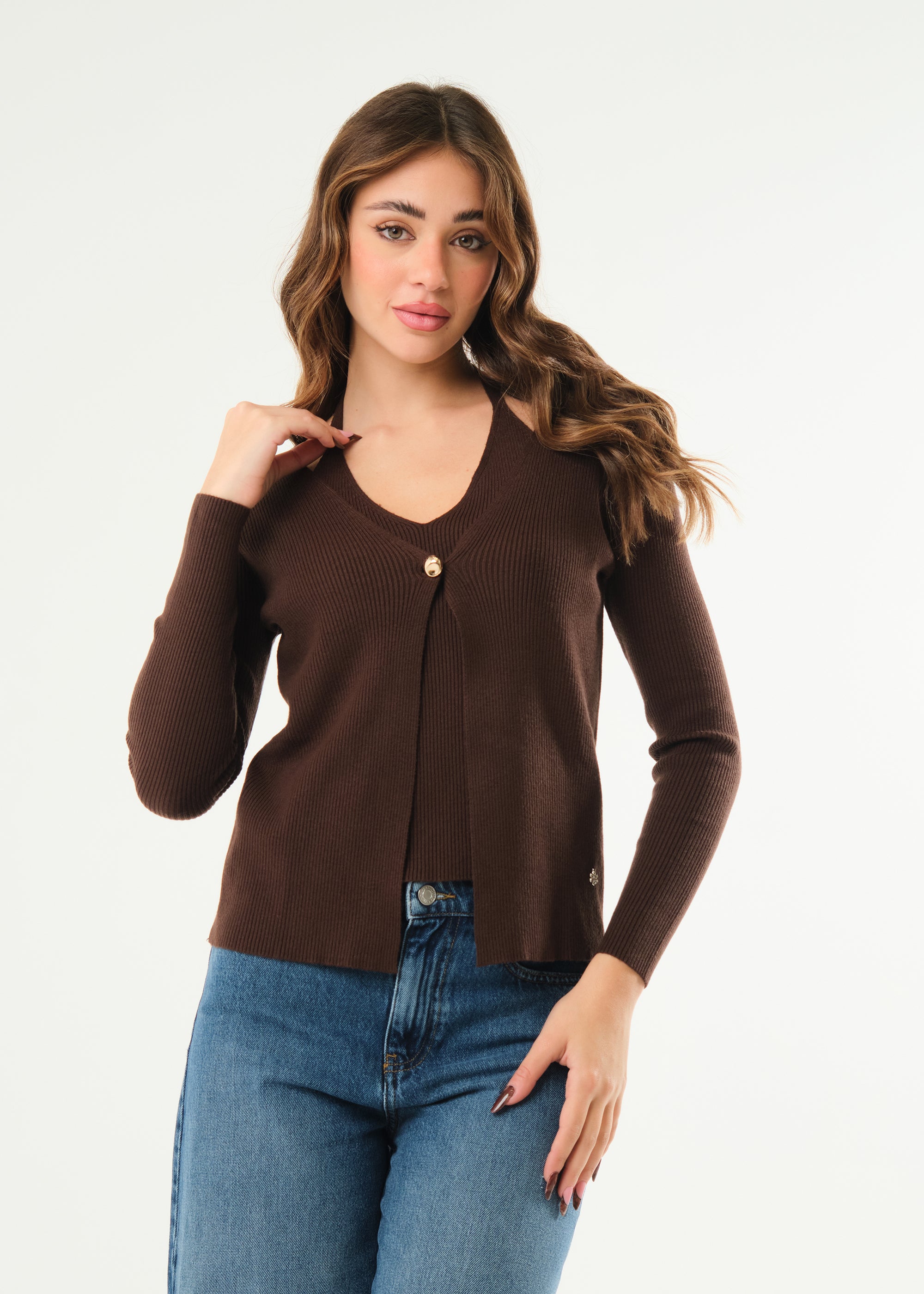 Maglia effetto twin set