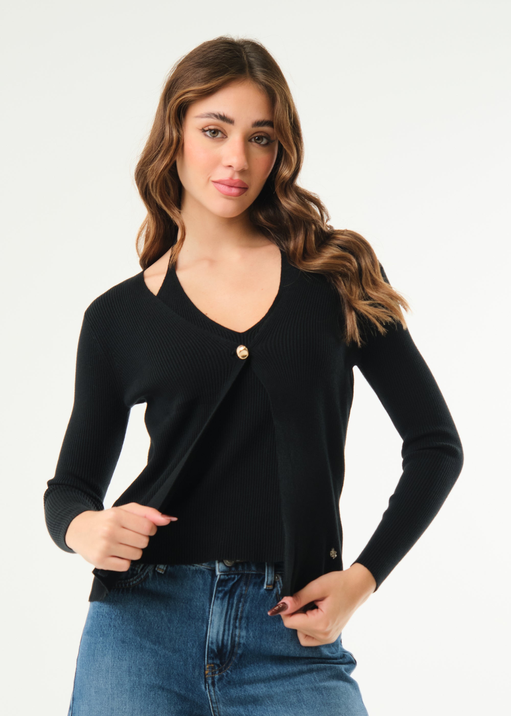 Maglia effetto twin set