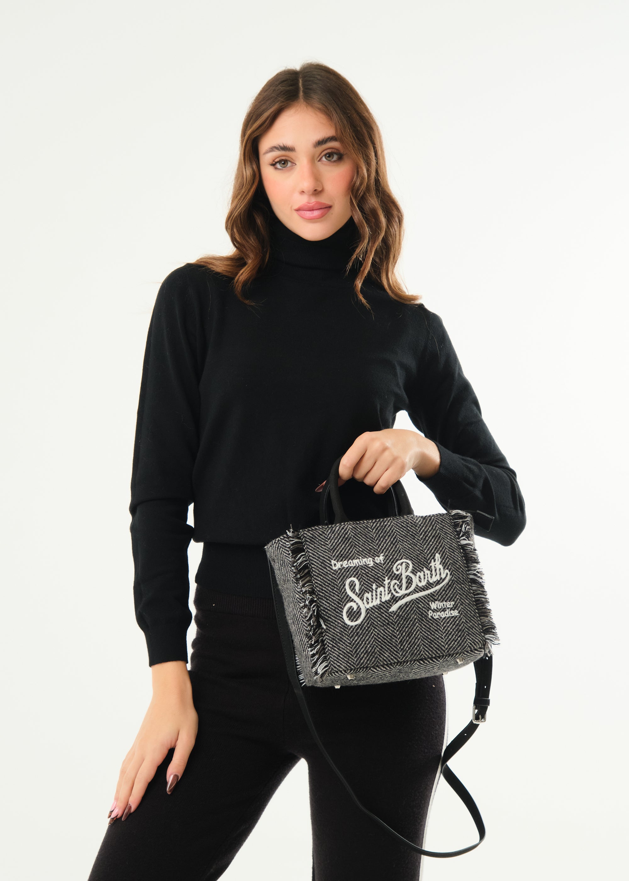 Borsa Vanity Mini Wool Herringbone