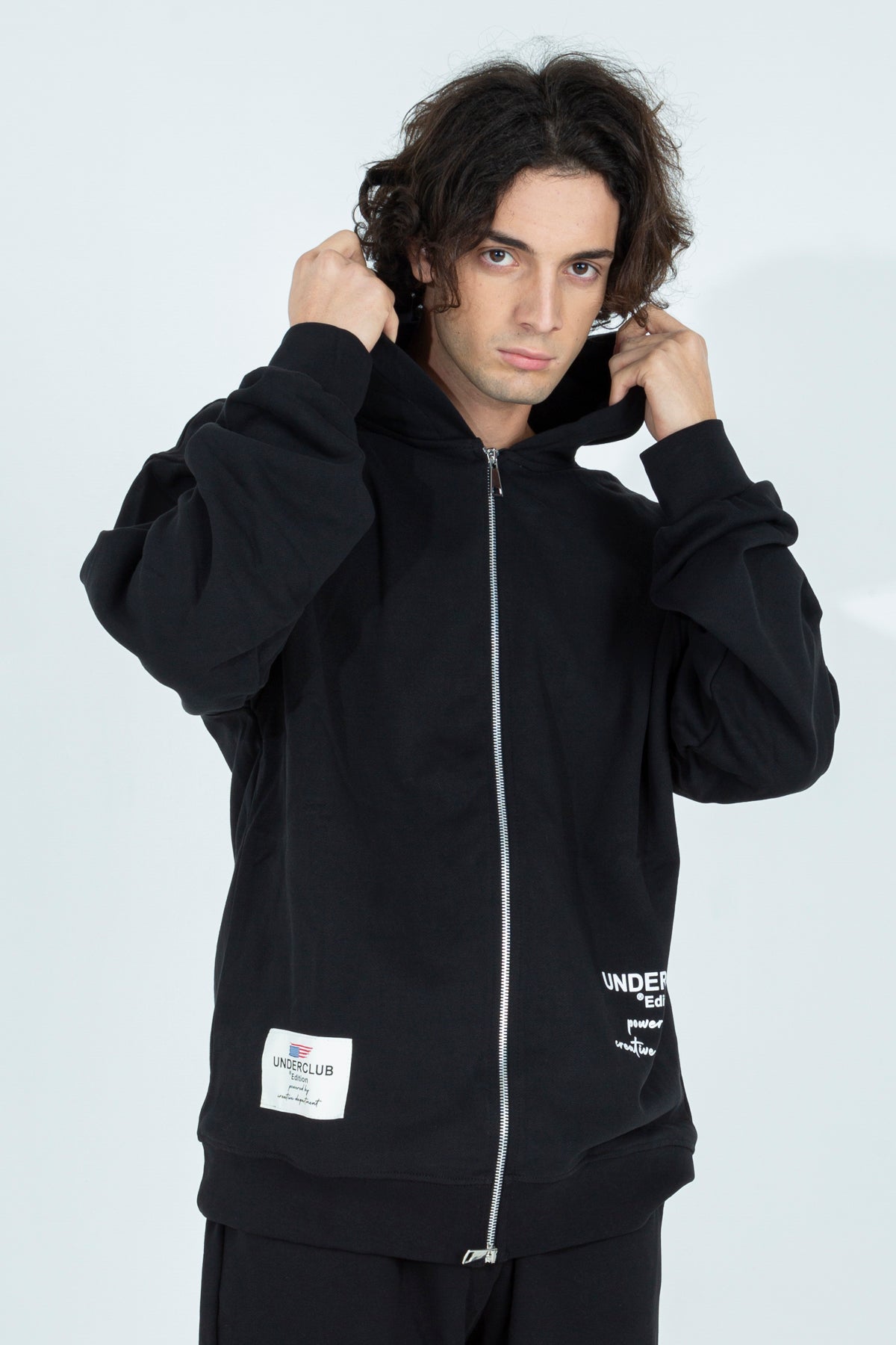 Felpa fullzip con stampe laterali