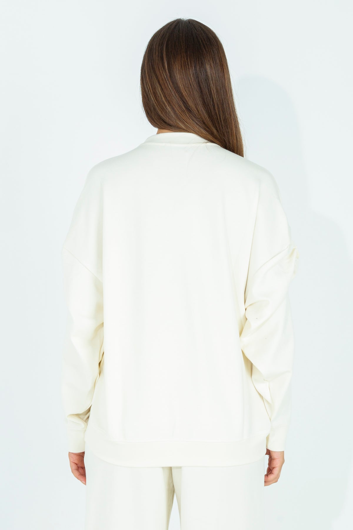 Modal sweatshirt with ruffled sleeves