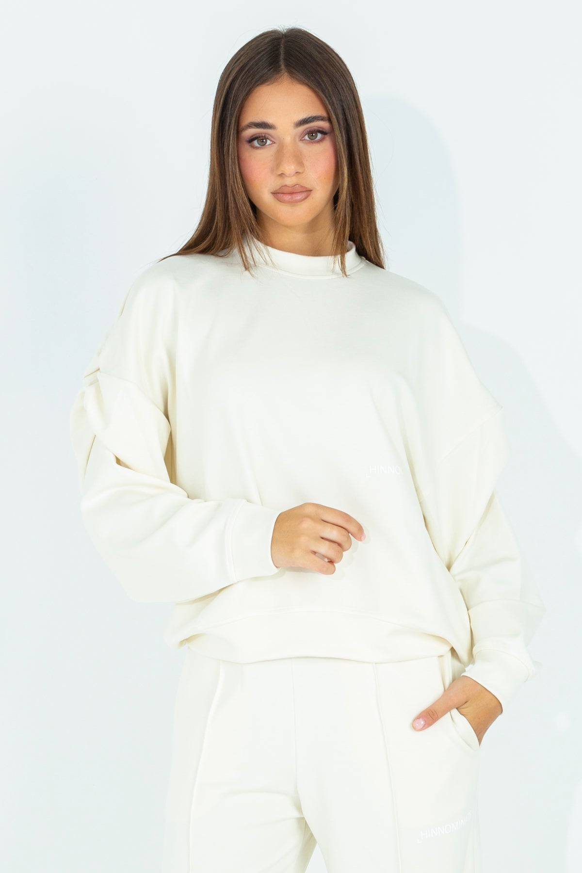 Modal sweatshirt with ruffled sleeves