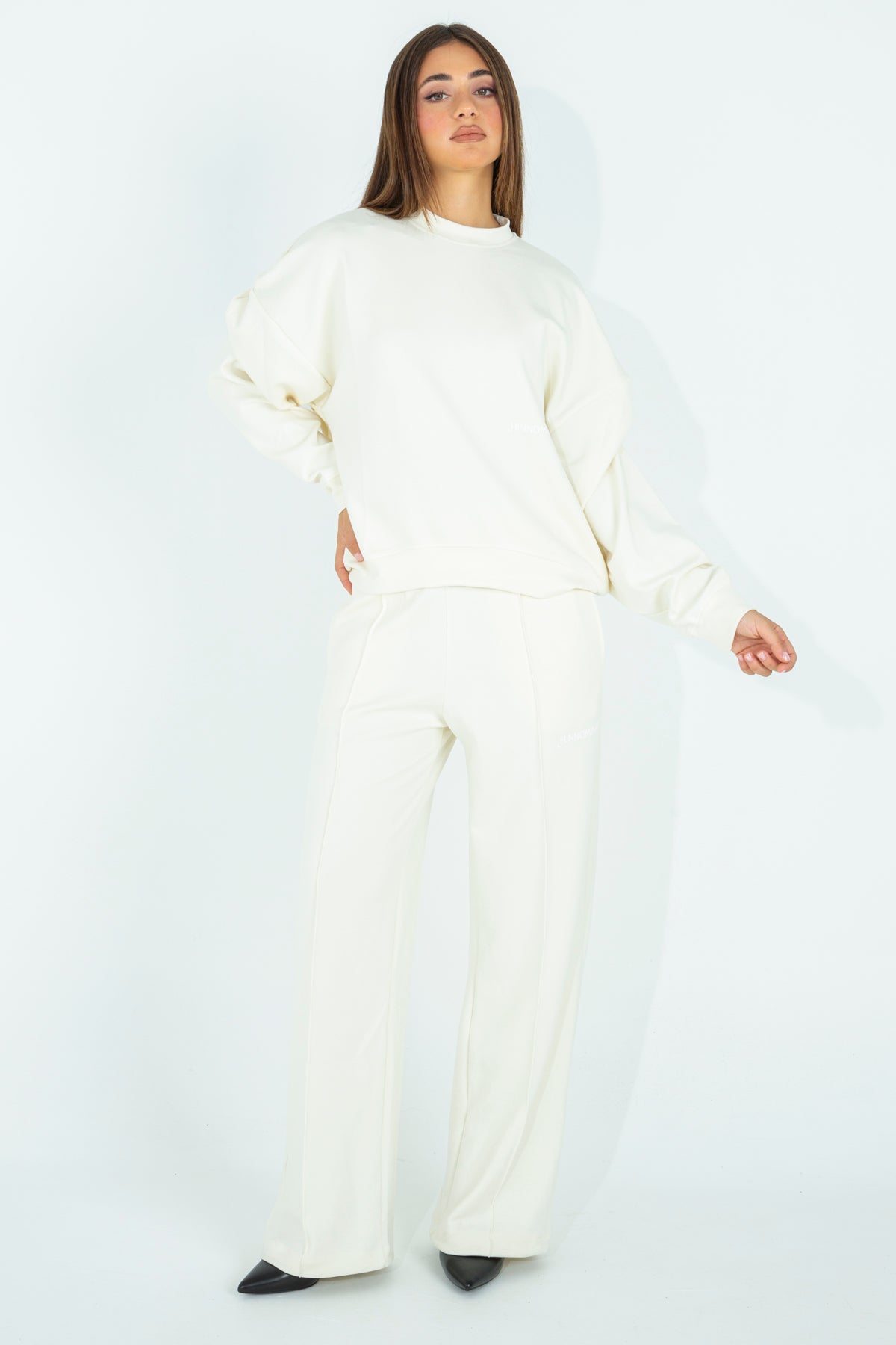 Modal sweatshirt with ruffled sleeves