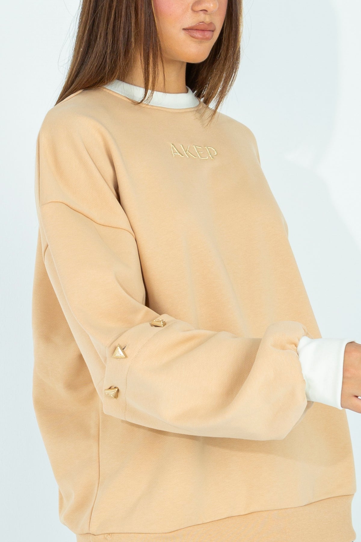 Oversized crewneck sweatshirt with openable sleeves