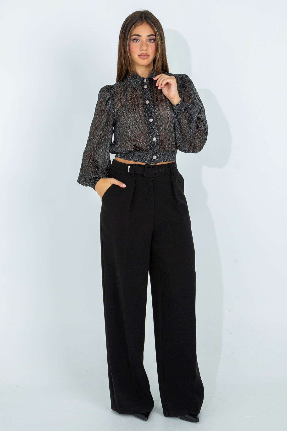 Wide leg suit trousers