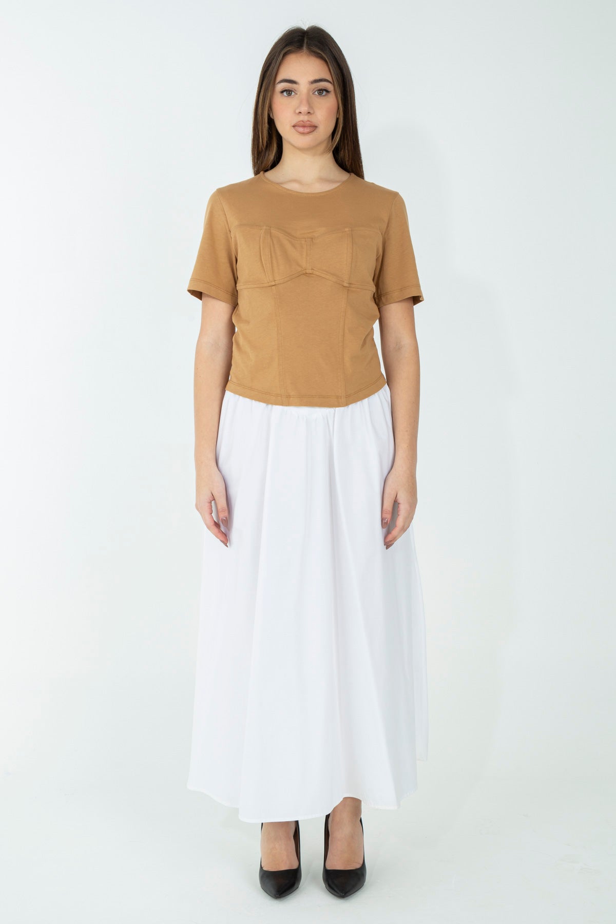 Gonna maxi in cotone elasticizzato