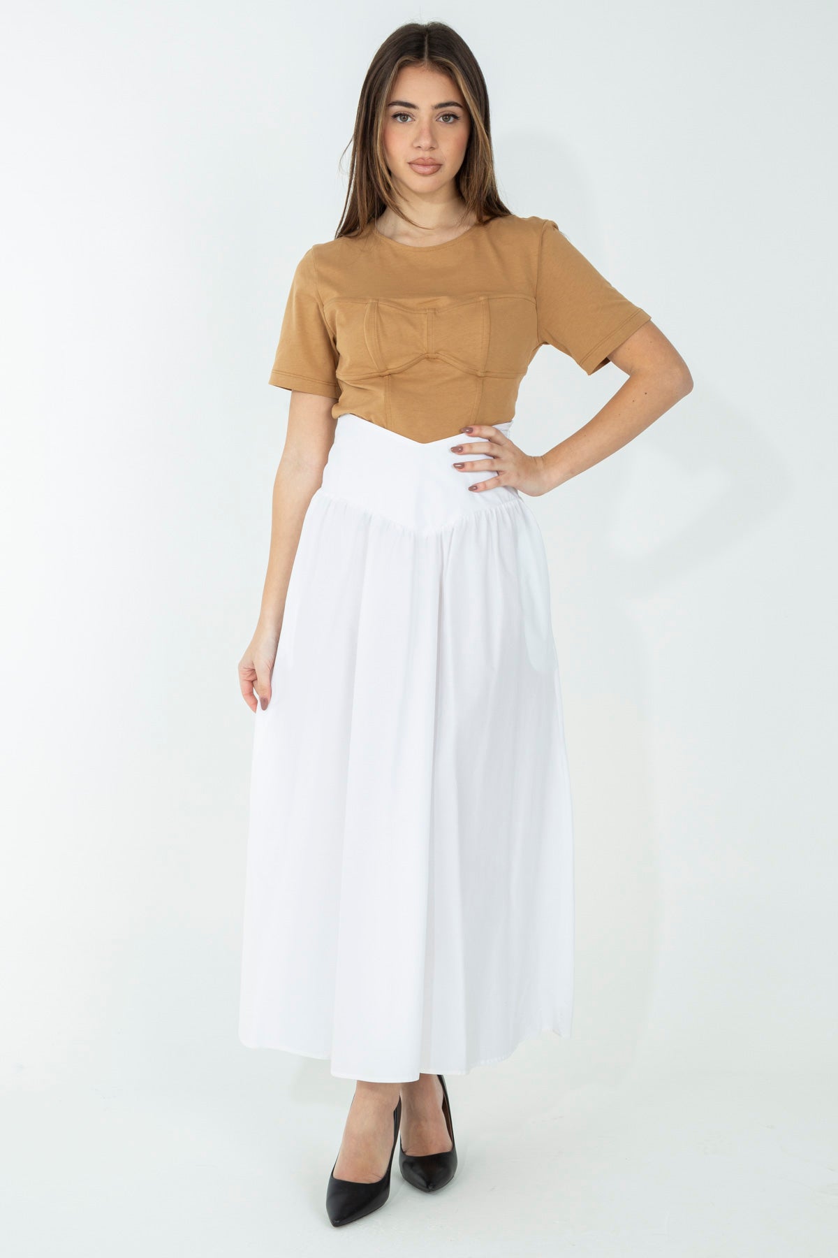 Gonna maxi in cotone elasticizzato