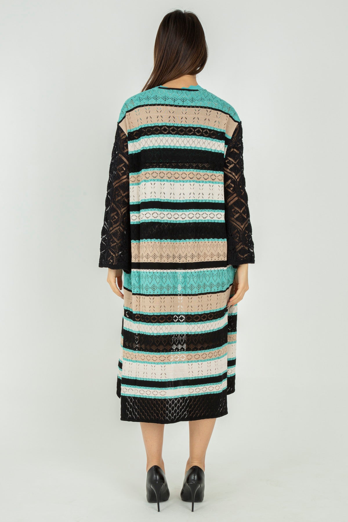 Kimono in maglia a righe