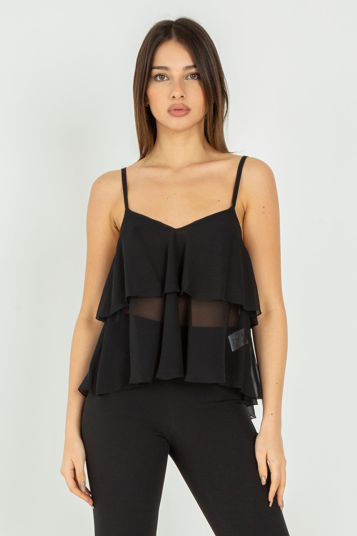 Top in georgette a balze