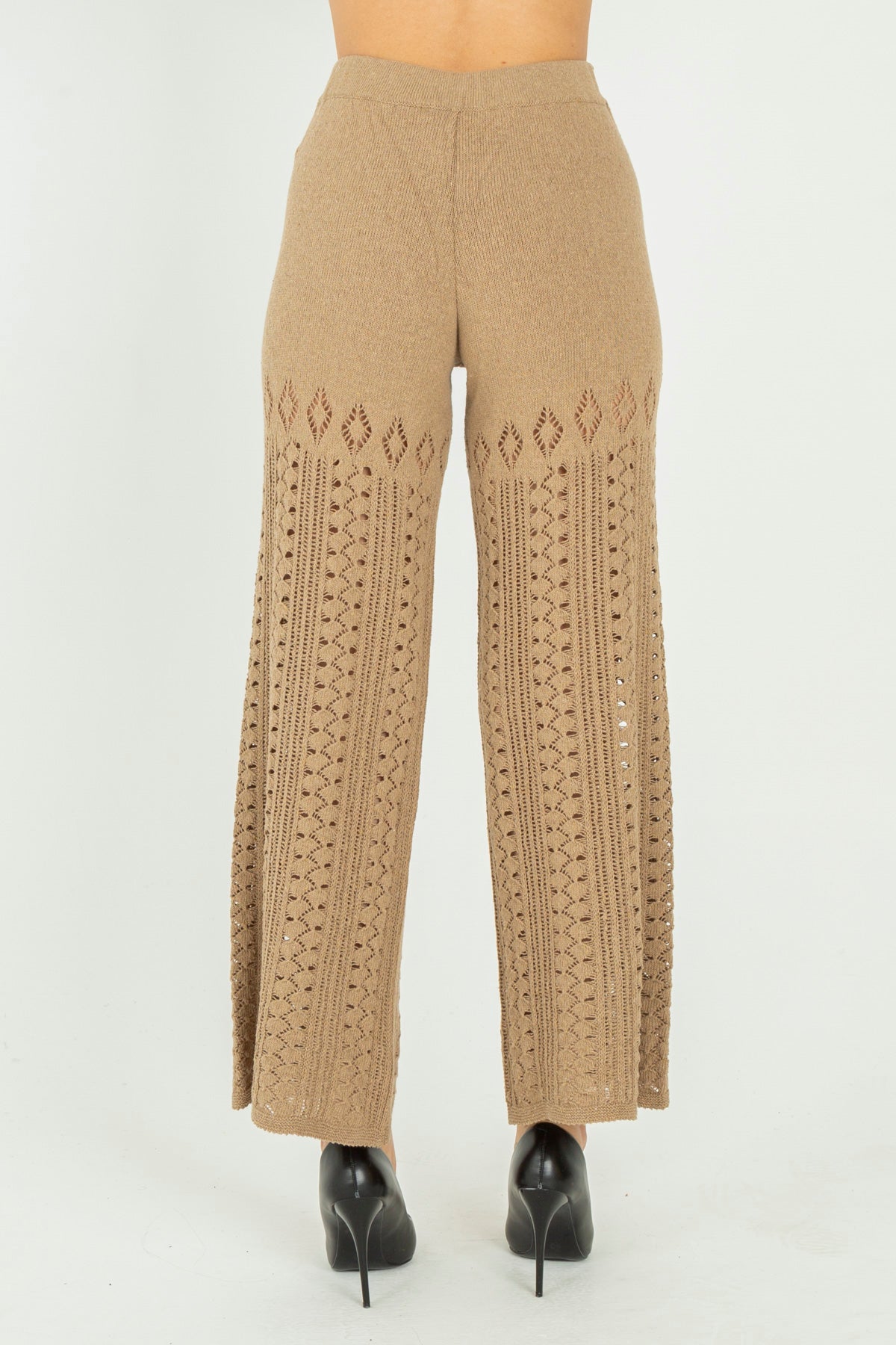 Pantalone palazzo in maglia lavorata