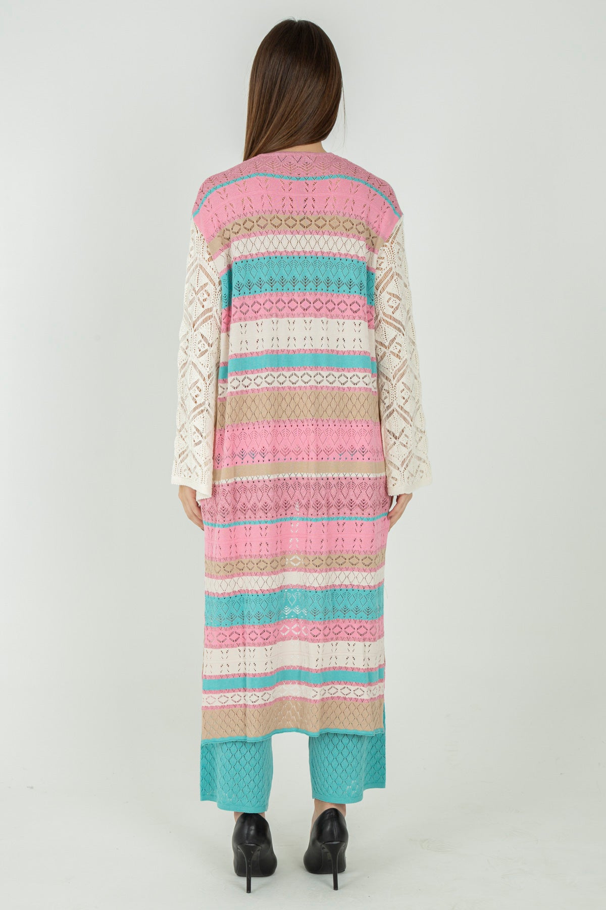 Kimono in maglia a righe