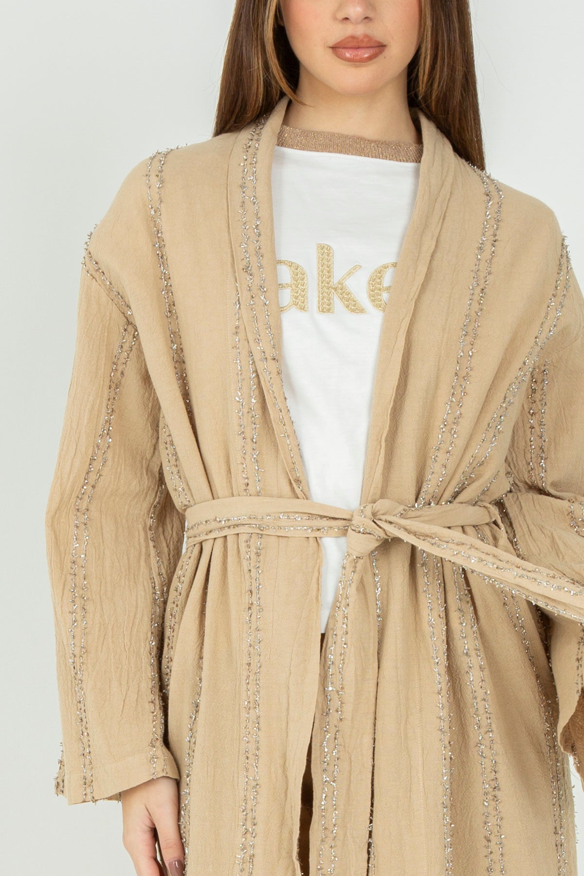 Kimono lungo con fili lurex